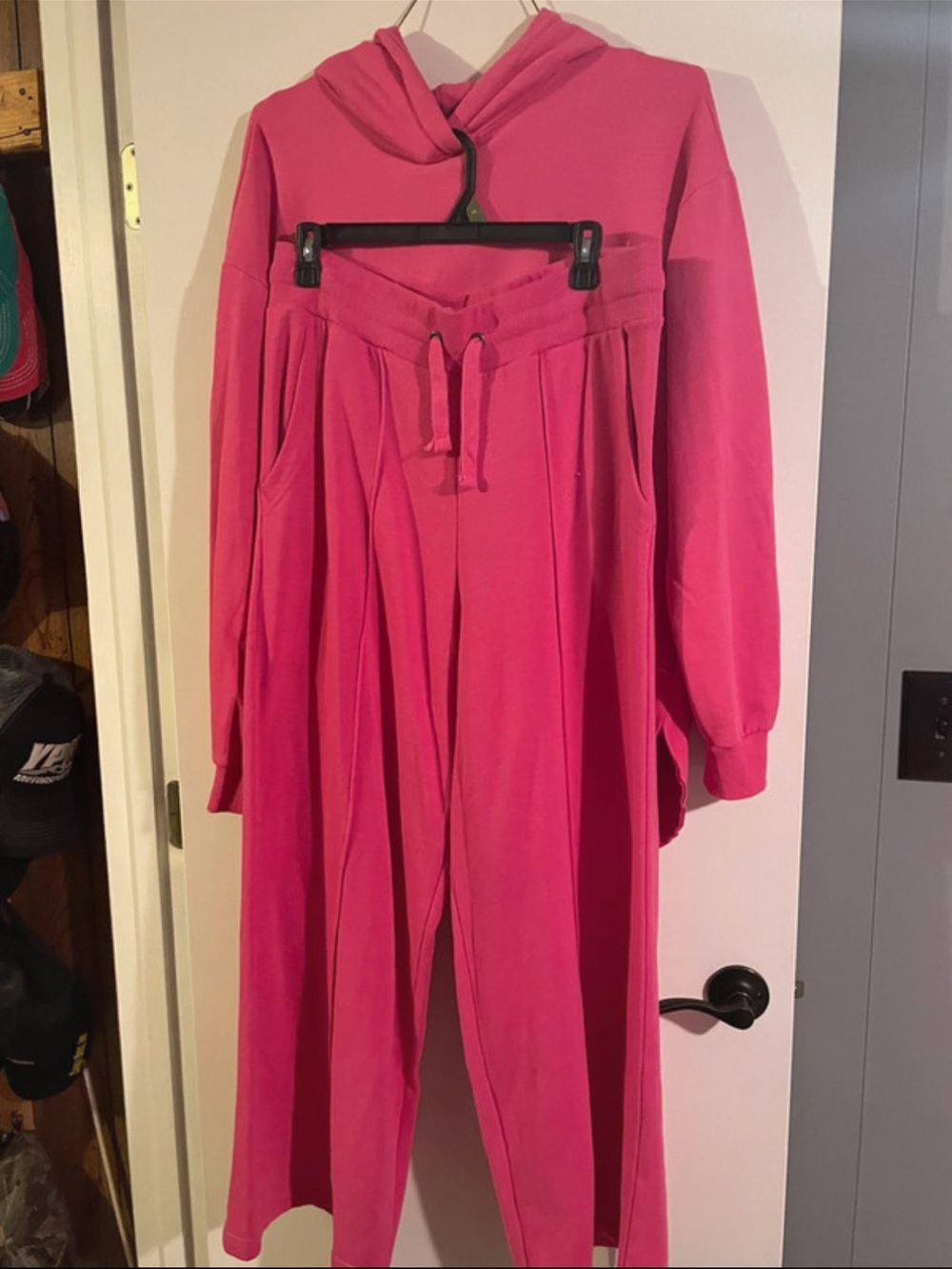 High-Waist Wide Leg Lounge Pants in Bright Pink